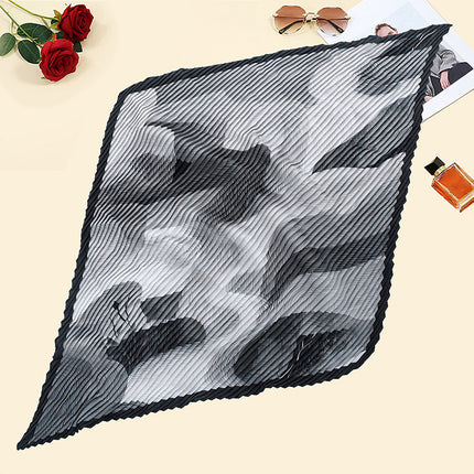 New wrinkled small square scarf female Korean imitation silk printed wrinkled small scarf Joker scarf decorative scarf wholesale