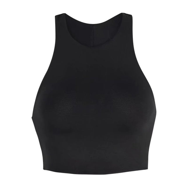 YPFF Fashionable Women's Vest European and American Arc Hem Fitness Sports Sexy Solid Color Short Navel Sleeveless Top
