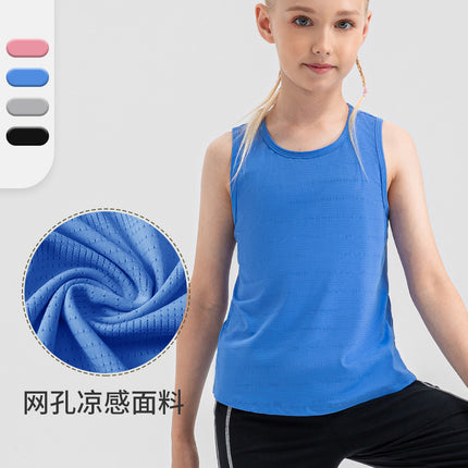 Girls Loose Sports Vest Ice-Feel Quick-Drying Sports Top Cut Out Breathable Fitness Running Vest 33105