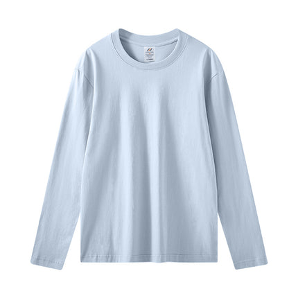 Live explosions cotton 230g heavy round neck T-shirt solid color long sleeve loose bottoming shirt women Xinjiang cotton logo