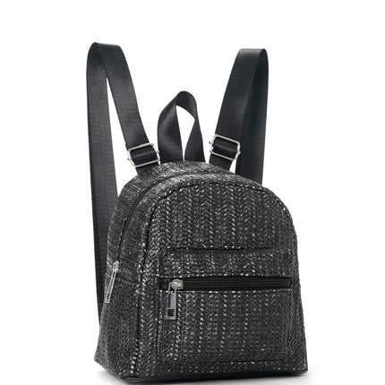 Ethnic Style Backpack Women's New Minority Double-Layer Zipper Casual Personality Backpack Straw Backpack
