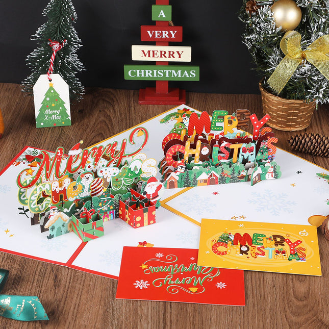 Amazon Christmas 3D greeting card paper carving creative blessing thank you message card gift paper card cardboard wholesale