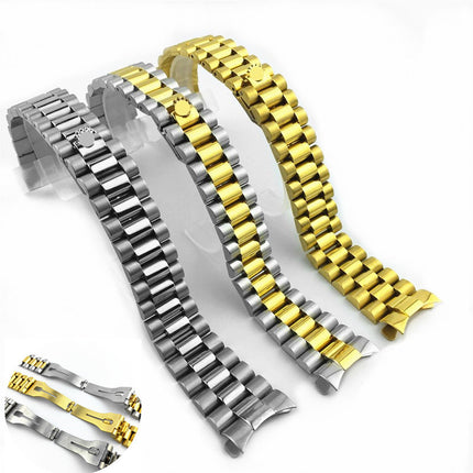 Stainless Steel Three-Bead Solid Watch Strap Rolex Watch Strap Steel Strap Watch Bracelet 13 17 20mm