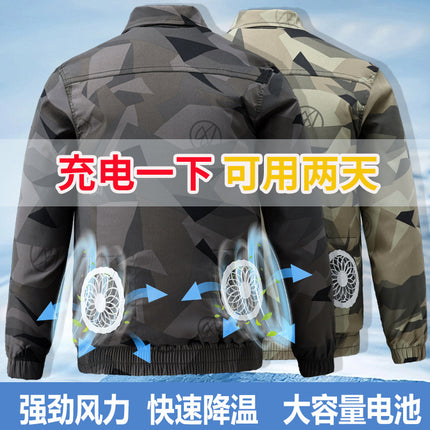 Summer Fan Clothes Air Conditioning Outdoor with Fan Clothes Construction Site Wear Resistant Cooling Labor Protection Overalls