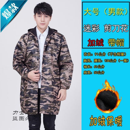 New Style Fleece-lined Overalls Thickened Long-sleeved Work Clothes Carrying Jacket Men's Work Wear Camouflage Labor Protection Clothing Blue