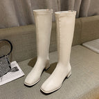 Beige plus velvet regular version [pu+height 4cm] / 34