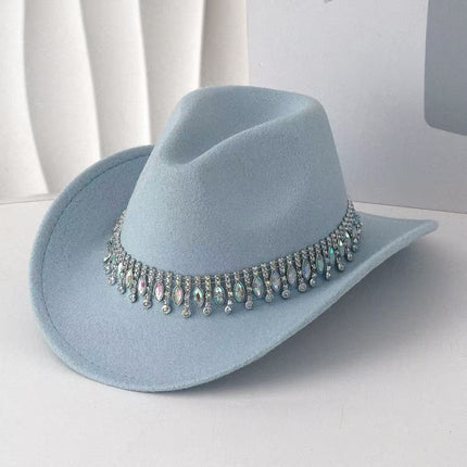 Solid Color Light Board Felt Western Cowboy Hat Outdoor Autum Hat Women's Simple French Hat Men's High-End
