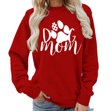 Amazon Source Dog Mom Printed Round Neck Women's Jacket Sweatshirt Autumn and Winter Jacket Casual Loose