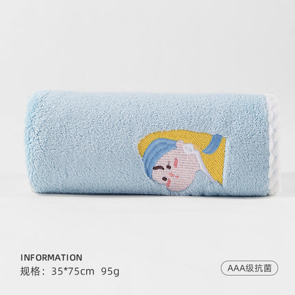 Towel face washing household is soft and absorbent than pure cotton coral fleece adult bath embroidery famous painting student dormitory