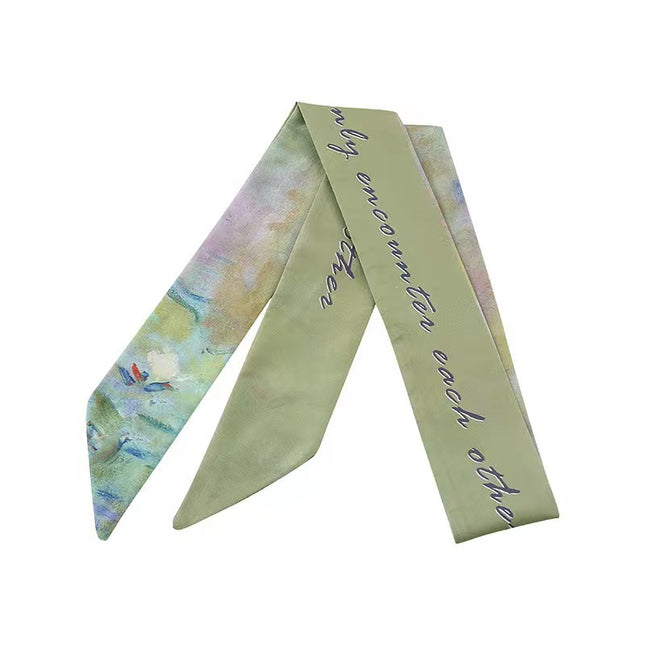Vintage oil painting scarf hair band Girls' long all-match scarf Korean style hair band tie packaging accessories ribbon hair accessories