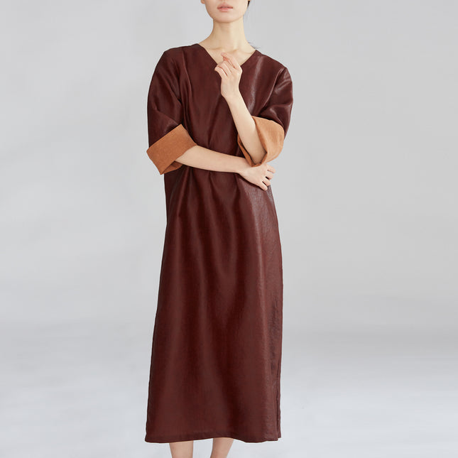 Silk Red Cloud Turtle Oil Leather Vintage Dress for Women, Low-Key Luxury, 100% Mulberry Silk Dress, New Spring Model
