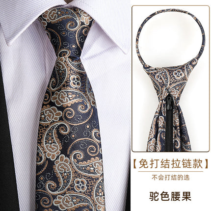 Dress Business Tie Men's and Women's Groom Wedding Black Zipper Korean Narrow No Lazy Striped Bow Tie Plaid