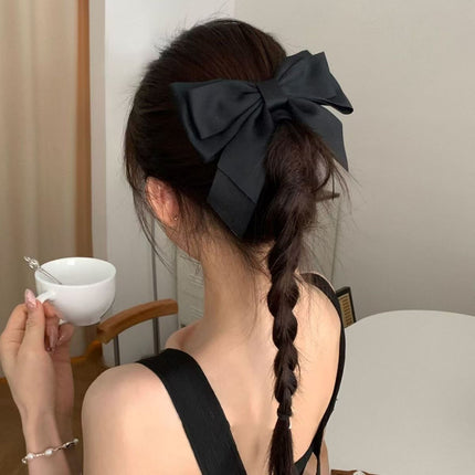Super Fairy Elegant Black Big Bow Hairpin Ponytail on the Back of the Head Simple Elegant High-End French Spring Clip