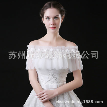 Spot Mesh Lace Shawl Women's Thin Pullover Cloak Bride Wedding Dress Wedding Shawl Ebay Amazon