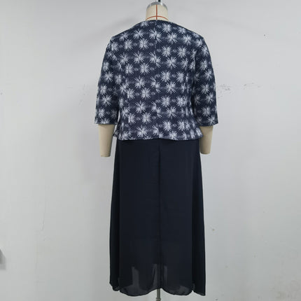 European and American African Plus Size Women's New Tops and Dresses 2-Piece Set Cross-Border Spot Drop Shipping Jx510