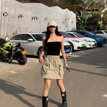 Huangluan Simple Sleeveless Short Tube Top for Women 2025 Summer Style Personalized Fashion Dopamine Color Eye-Catching 520271