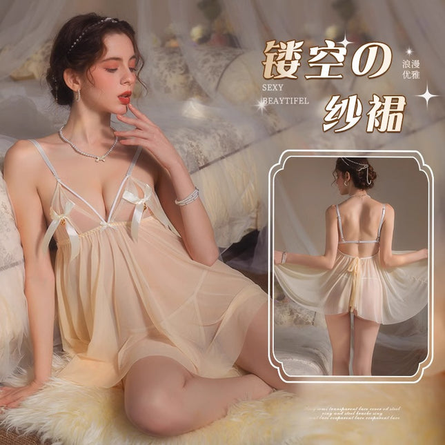 Sexy Pure Lust Style Sexy Intimates Butterfly Strap See-Through Nightgown Suspender Temptation Bed 2025 New Pajamas for Women