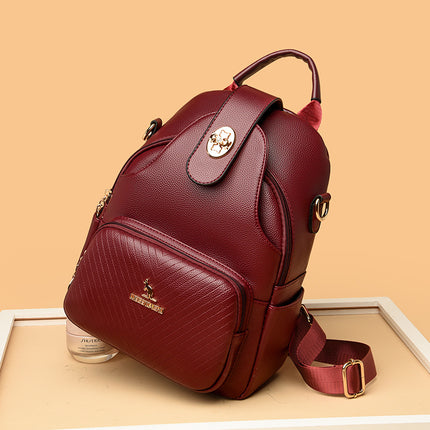 Cross-border Wholesale Soft Leather Backpack Women's New Fashion All-match Multi-function Backpack All-match Backpack