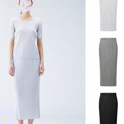 Miyake Counter Long Summer New Pleated Women's Versatile Straight Pencil Skirt