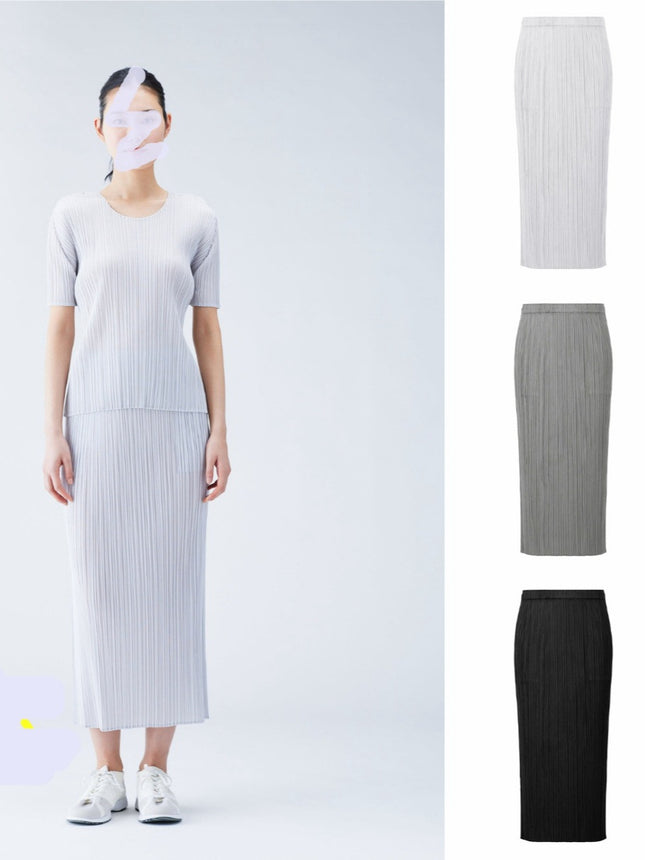 Miyake Counter Long Summer New Pleated Women's Versatile Straight Pencil Skirt
