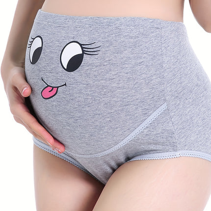 3Pcs Women's Maternity Cute Cartoon Smile Face Print Boxers