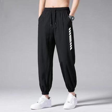 Summer Fashion Versatile Harem Pants Hong Kong Style Ribbed Jogger Pants Men's Durable Casual Pants Breathable Thin Sports Pants