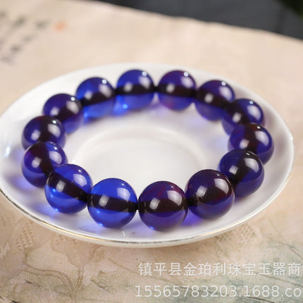 Internet Celebrity Live Supply Gift Smurf Bracelet Beeswax Amber Bracelet Men's and Women's Raw Stone Drop Shipping