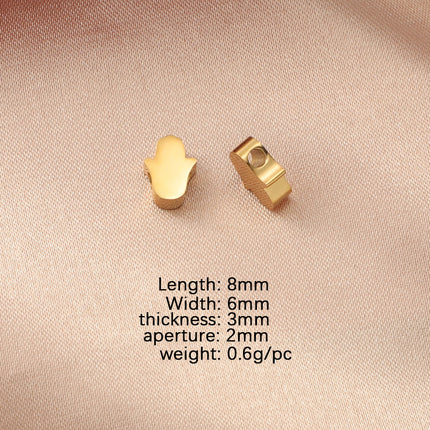 in stock Stainless Steel Mirror Hamsa Hand Small Hole Bead Accessories DIY Palm 1.8mm Aperture 6*8mm