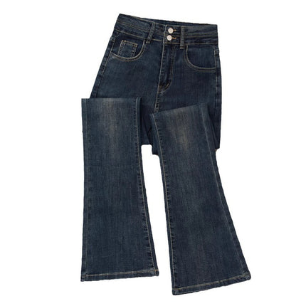 Cement Ash Weakly Lamar Jeans Women's Trendy All-match New High Waist Slimming Slim-fit Horseshoe Trumpet Pants