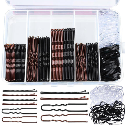 Cross-Border 300-Piece Set of Brown Hairpins, U-Shaped Clips, and Metal Hairpin Set in a Box, Best-Selling on Amazon