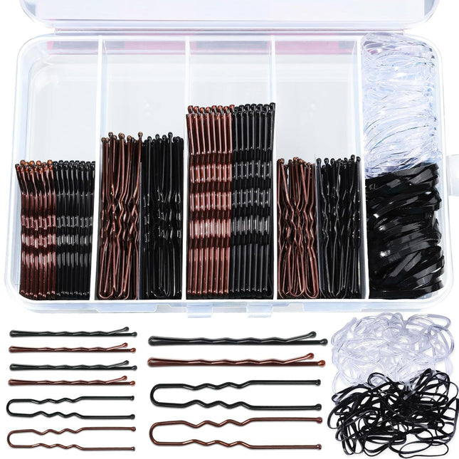 Cross-Border 300-Piece Set of Brown Hairpins, U-Shaped Clips, and Metal Hairpin Set in a Box, Best-Selling on Amazon