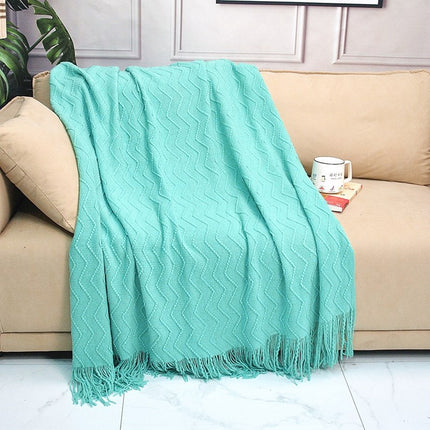 Knitted Blanket Scandinavian Pure Color Soft Maternal and Infant Grade Hotel Accessible Luxury Tassel Knitted Blanket Comfortable Office Nap Blanket
