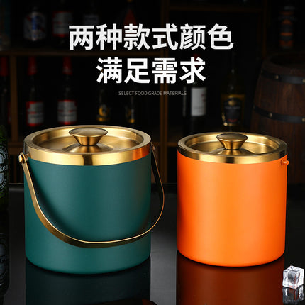 Amazon Stainless Steel Double-Layer Ice Bucket Bar Champagne Red Wine Beer Commercial Ice Bucket Stainless Steel Bucket