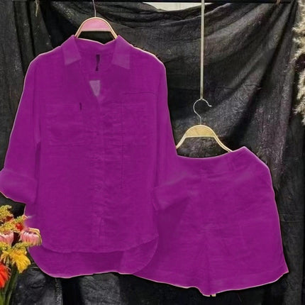 2025 Cross-Border Southeast Asian Summer Fashion Shirt Set Loose Slimming Look Casual Comfortable Two-Piece Set Wholesale