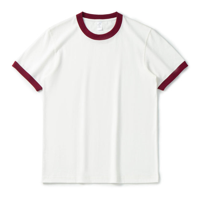 270g national tide heavyweight retro cotton contrast color foreign trade Joker T-shirt tide brand lovers round neck T-shirt men's short sleeve