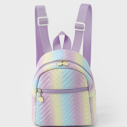 Foreign Trade Cross-border Hot-selling Backpack Women's Rainbow Multicolor PU Quilted Mini Backpack Fashion Casual High-end Sense Schoolbag