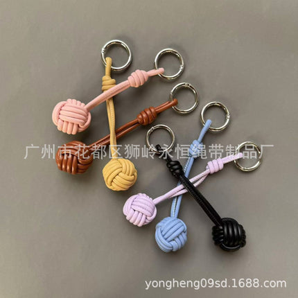 Car Keychain Bag Couple Exquisite Gift Soft Sheepskin Handmade Woven Tennis Ball Monkey Fist Hanging Bag