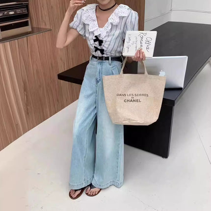 Spot ~ summer new high waist light color wide leg jeans women
