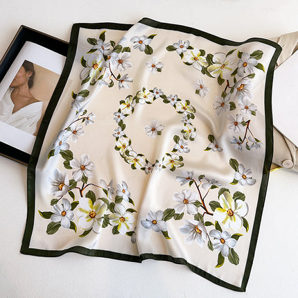 Simulated Silk Printed Silk Scarf for Women, Korean Cashew Leopard Print Headscarf, Four-Season Scarf, Professional Scarf Wholesale