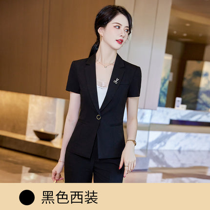 Small Suit Jacket Slim-fit Professional Suit suit Temperament Short-sleeved Thin Jewelry Store Work Clothes Dress Women