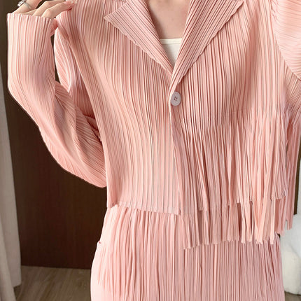 Fashion High-end suit Women's 2024 New High-end Tassel Pleated Elegant Commuter Jacket Overskirt Two-piece Set