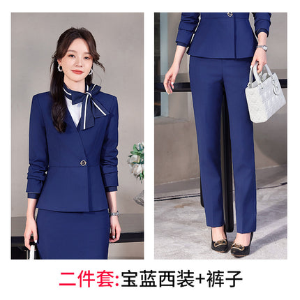 Fashion overalls suit stewardess business attire female temperament beautician front desk jewelry store sales department spring and autumn tooling