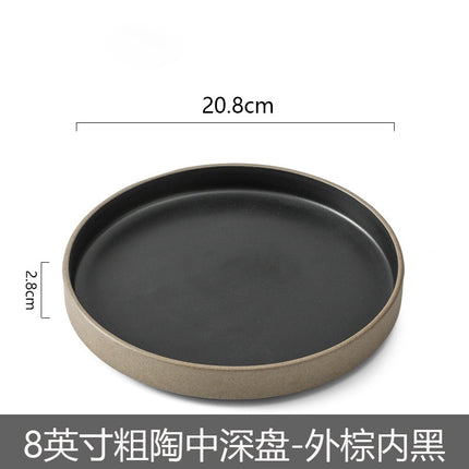 Ceramic Straight Plate Flat Bottom Deep Plate Soup Plate Japanese Seafood Plate Dish Plate Dessert Plate Nest Plate Simple Salad Bowl