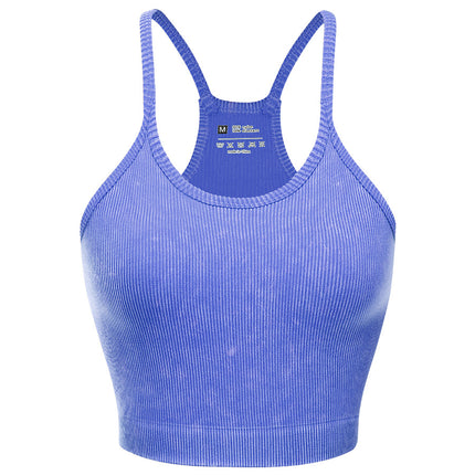 Cross-border Lulu Sports Underwear Washed Vest Naked Yoga Bra Women's Summer Comfortable Quick-drying All-match