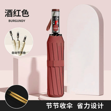 Full-automatic Umbrella Reinforced Windproof Folding Umbrella Black Rubber Sunny and Rain Dual-use Women's Sunscreen Sunshade Umbrella Sun Umbrella Advertising
