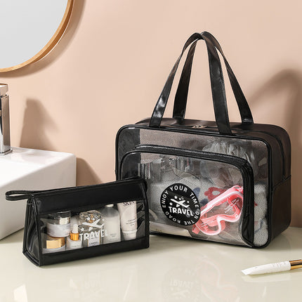 Transparent PVC Wash Bag Portable Shoulder Dry and Wet Separate Bag Swimming Fitness Bath Bag Waterproof Makeup Storage Bag