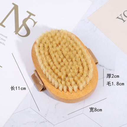 Cross-Border Hot-Selling Natural Boar Bristle Body Brush, Soft Bristle Bath Brush, Body Scrub Brush, Bristle Brush, Bath Brush, Exfoliating Tool