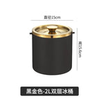 2l double layer ice bucket black gold + ice clip