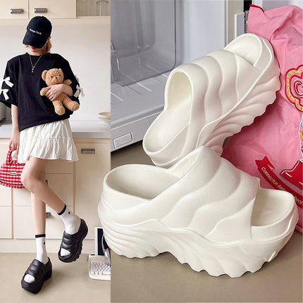 High-Heeled Slippers 2024 New Fashion Thick-Soled Internet Celebrity 10cm Women's Height-Increasing Outdoor Wear in Stock Ins European and American Style