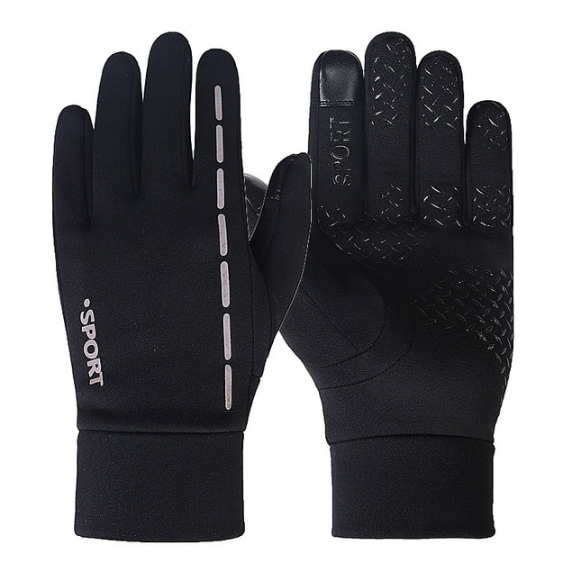 Printed LOGO gloves full finger men's autumn and winter touch screen plus velvet gloves men's warm non-slip waterproof winter printing